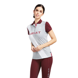 Ariat Taryn Womens S/s Polo - Grey/maroon/white