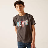 Ariat License Plate Cowboy Boys Short Sleeve Tee - Charcoal Heather