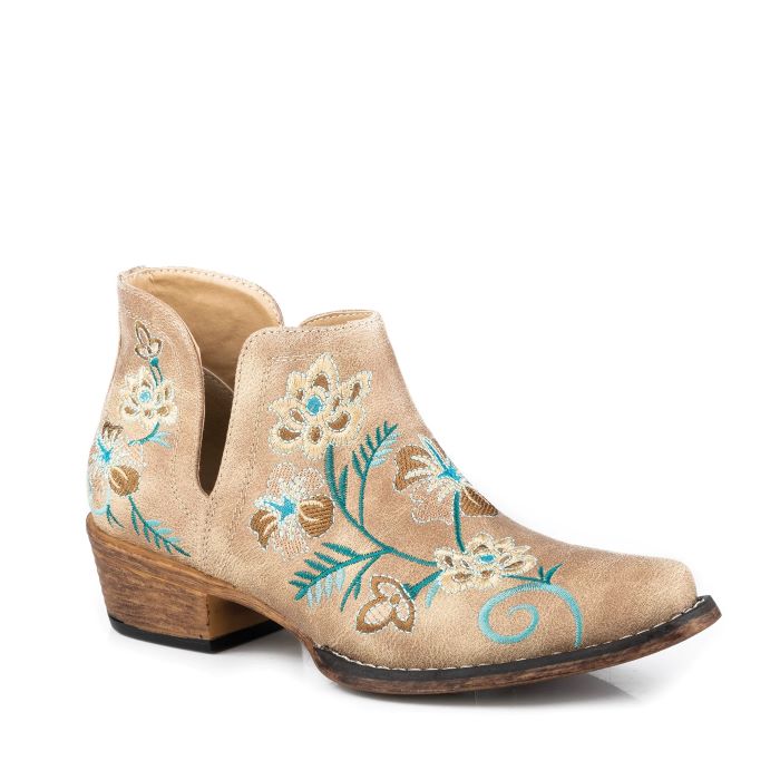 ROPER AVA BOOTS FLORAL EMBROIDERY TAN Kingstons Rural Supplies