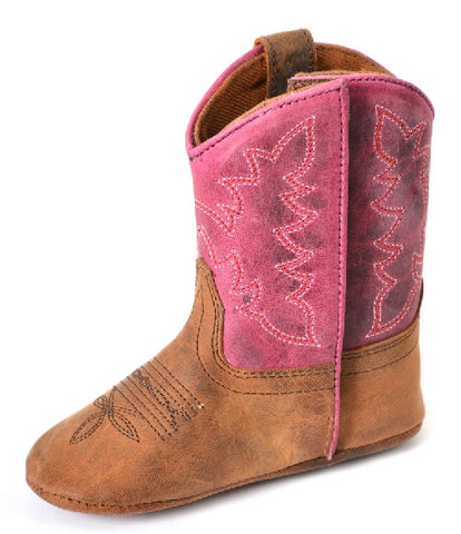 PURE WESTERN MOLLY INFANT GIRLS BOOT - OILED BROWN / PINK