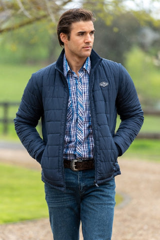 PURE WESTERN PATTERSON MENS REVERSIBLE JACKET - NAVY