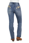 PURE WESTERN AMY WOMENS HIGH RISE BOOT CUT JEANS - RETRO BLUE [SZ:6]