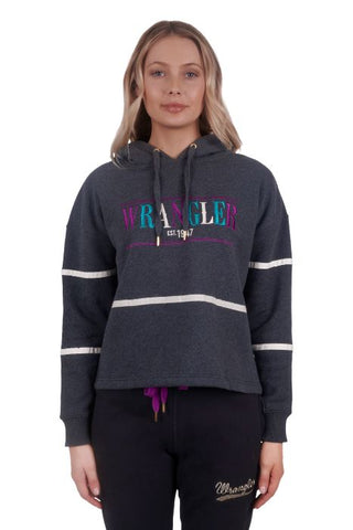 WRANGLER CATHIE WOMENS PULLOVER HOODIE - CHARCOAL [SZ:8]