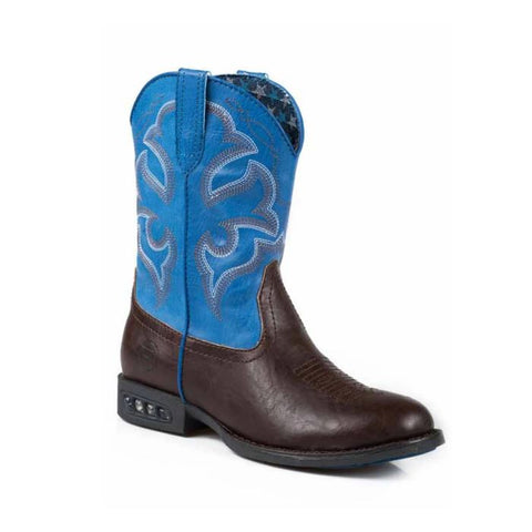ROPER KIDS LIGHTNING BOOTS - BROWN/BLUE [SZ:9.0]