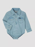 Wrangler Baby Western Longsleeve Bodysuit - Faded Blue Denim [sz:0-3mths]