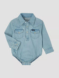 Wrangler Baby Western Longsleeve Bodysuit - Faded Blue Denim [sz:0-3mths]