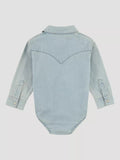 Wrangler Baby Western Longsleeve Bodysuit - Faded Blue Denim [sz:0-3mths]