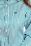 Cinch Womens Stripe Tencel Full Button Western Shirt - Teal [sz:s]