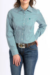 Cinch Womens Stripe Tencel Full Button Western Shirt - Teal [sz:s]