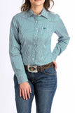 Cinch Womens Stripe Tencel Full Button Western Shirt - Teal [sz:s]