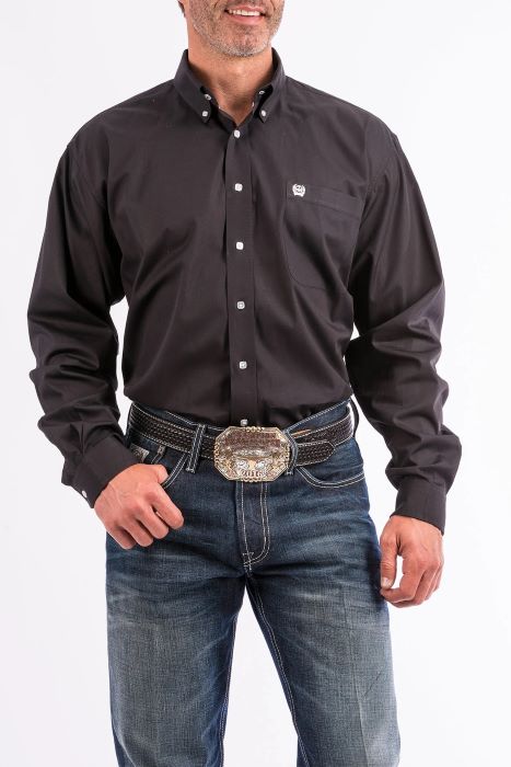 Cinch Mens Solid Colour Full Button Western Shirt - Black [sz:m]