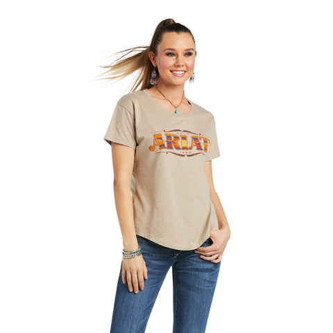 ARIAT WOMENS WORDMARK SHORT SLEEVE TEE OATMEAL