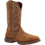 DURANGO REBEL MENS WATERPROOF STEEL TOE WESTERN WORK BOOTS - SADDLE BROWN