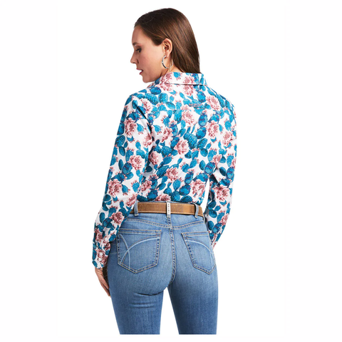 ARIAT WOMEN KIRBY STRETCH LONG SLEEVE SHIRT - HIBISCUS CACTUS PRINT