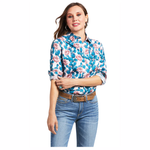 ARIAT WOMEN KIRBY STRETCH LONG SLEEVE SHIRT - HIBISCUS CACTUS PRINT