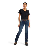 ARIAT REBAR WOMENS PERFECT RISE STRAIGHT LEG WORK FLEX RIVETER JEANS - ATLANTA [SZ:25.0R]