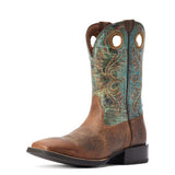 ARIAT SPORT RODEO MENS BOOT - LOCO BROWN & ROARING TURQUOISE