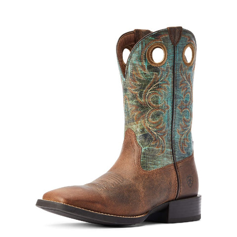 ARIAT SPORT RODEO MENS BOOT - LOCO BROWN & ROARING TURQUOISE