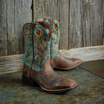 ARIAT SPORT RODEO MENS BOOT - LOCO BROWN & ROARING TURQUOISE