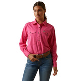 Ariat Rebar Womens Long Sleeve Work Shirt - Pink [sz:m]