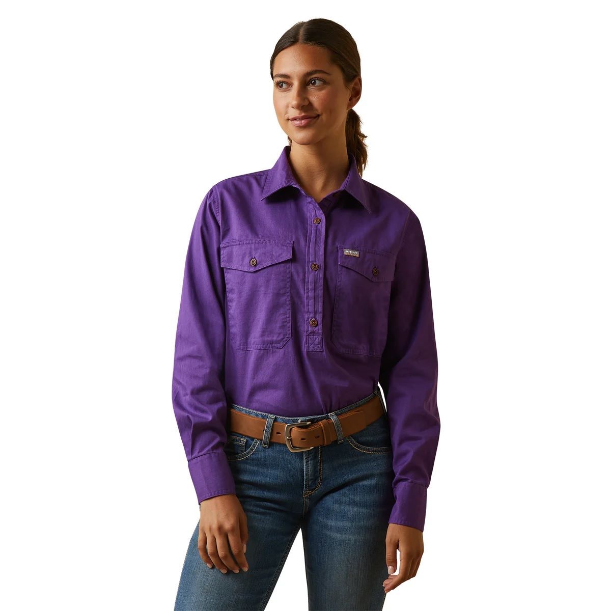 Ariat Rebar Womens Long Sleeve Work Shirt - Purple [sz:xl]