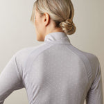 ARIAT SUNSTOPPER WOMENS 2.0 1/4 ZIP LONG SLEEVE BASELAYER - SILVER SCONCE DOT