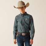 ARIAT BRODERICK BOYS LONG SLEEVE SHIRT - BITTER CHOCOLATE [SZ:S]