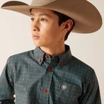 ARIAT BRODERICK BOYS LONG SLEEVE SHIRT - BITTER CHOCOLATE [SZ:S]
