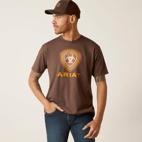 ARIAT ROPE LOCKUP MENS SHORT SLEEVE TEE - BROWN HEATHER