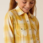 ARIAT GLENROCK GIRLS SNAP LONG SLEEVE SHIRT - CACTUS DOBBY [SZ:XS]