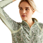 ARIAT SUNSTOPPER 3.0 1/4 ZIP LONG SLEEVE BASELAYER - GREEN BAROQUE [SZ:S]