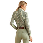 ARIAT SUNSTOPPER 3.0 1/4 ZIP LONG SLEEVE BASELAYER - GREEN BAROQUE [SZ:S]