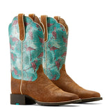 ARIAT ROUND UP WIDE SQUARE TOE - EMBOSSED CHESTNUT/FLOCK OF FLAMINGOS [SZ:7.0B]