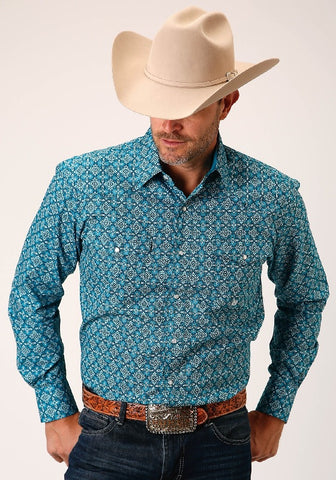 ROPER MENS AMARILLO COLLECTION LONG SLEEVE - BLUE