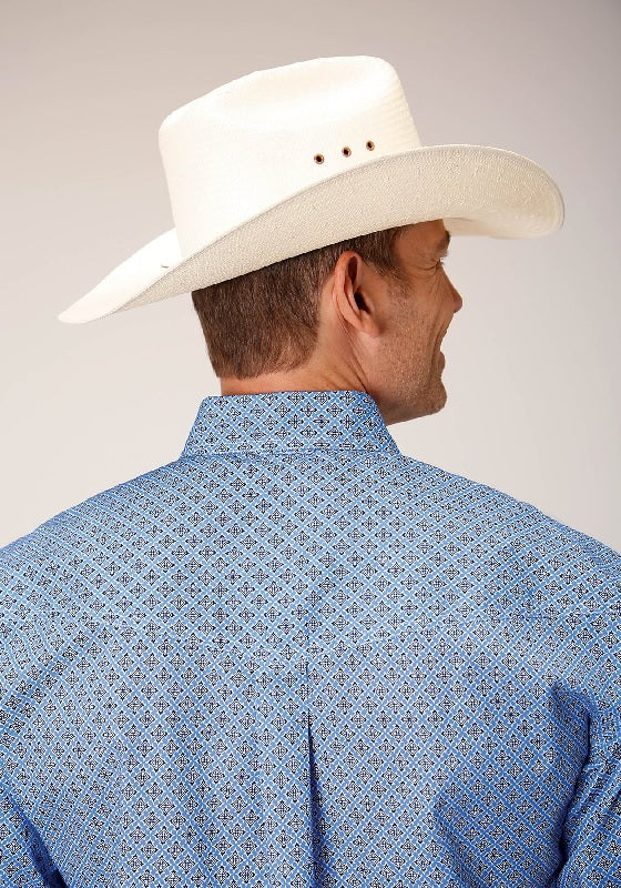 Roper Mens Amarillo Collection Long Sleeve Print - Blue