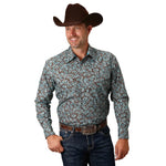 ROPER MENS AMARILLO COLLECTION LONG SLEEVE PRINT - TURQUOISE MINE PAISLEY