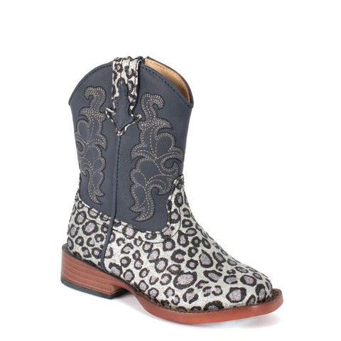 ROPER KIDS GLITTER WILD CAT - SILVER GLITTER LEOPARD / BLACK [SZ:9.0]