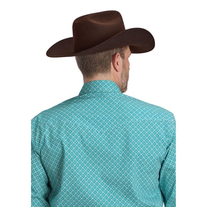 ROPER AMARILLO STRETCH COLLECTION LONG SLEEVE SHIRT - TEAL PRINT [SZ:M]