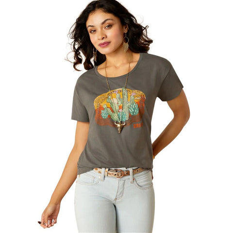 ARIAT BUCKLE UP WOMENS SHORT SLEEVE TEE - GRAPHITE [SZ:XS]