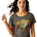 ARIAT BUCKLE UP WOMENS SHORT SLEEVE TEE - GRAPHITE [SZ:XS]