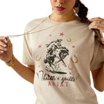 ARIAT THRILLS N SPILLS WOMENS SHORT SLEEVED TEE - OATMEAL HEATHER [SZ:XS]