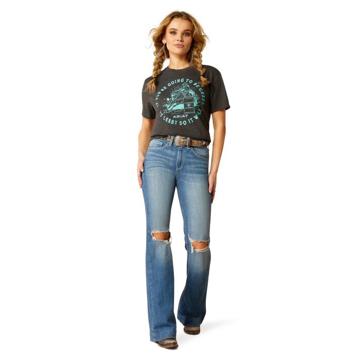 ARIAT BARREL BEAUTY WOMENS SHORT SLEEVE TEE - CHARCOAL HEATHER [SZ:XS]