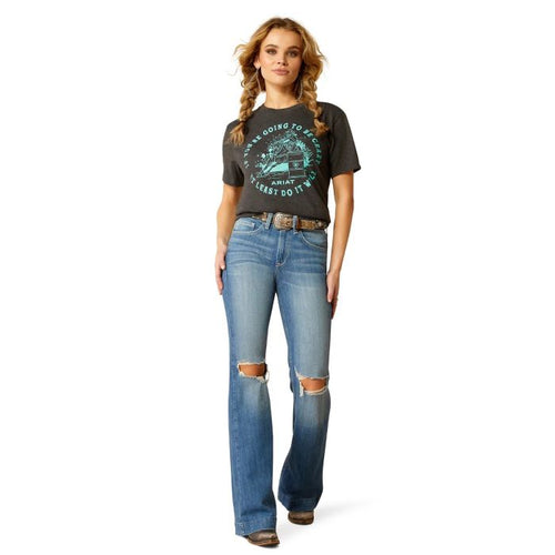 ARIAT BARREL BEAUTY WOMENS SHORT SLEEVE TEE - CHARCOAL HEATHER [SZ:XS]