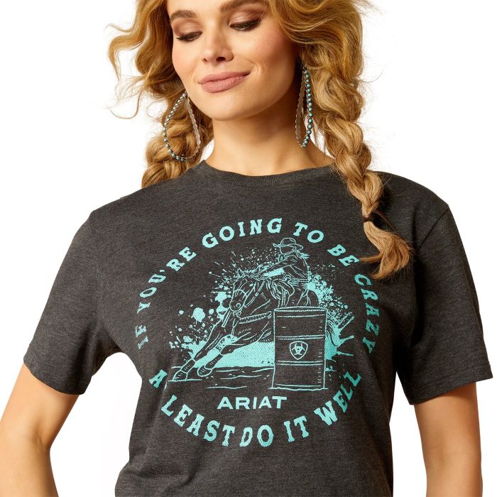ARIAT BARREL BEAUTY WOMENS SHORT SLEEVE TEE - CHARCOAL HEATHER [SZ:XS]