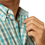 ARIAT GORDIE MENS WRINKLEFREE FITTED LONG SLEEVE SHIRT - TEAL [SZ:XS]