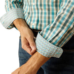 ARIAT GORDIE MENS WRINKLEFREE FITTED LONG SLEEVE SHIRT - TEAL [SZ:XS]