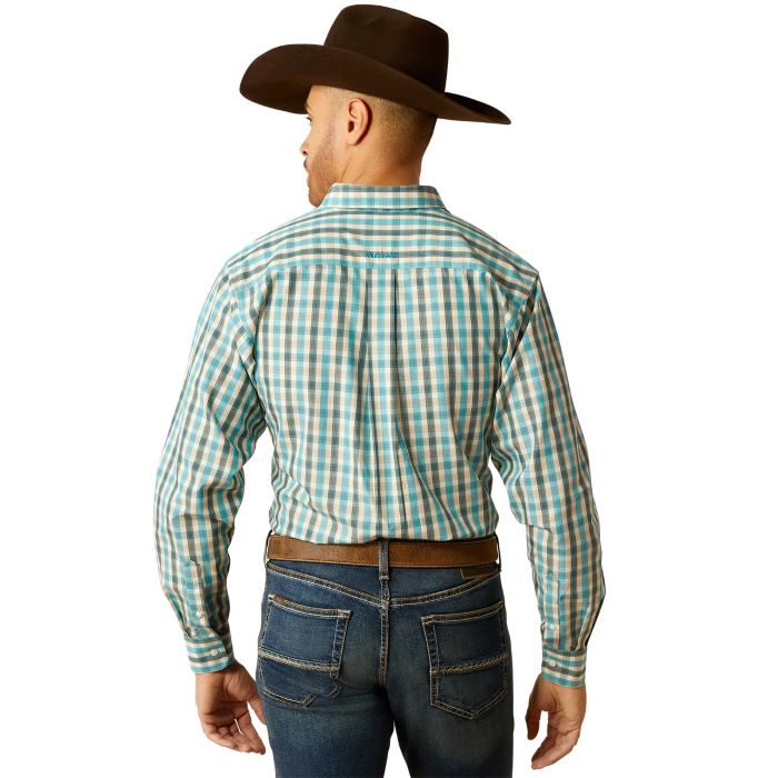 ARIAT GORDIE MENS WRINKLEFREE FITTED LONG SLEEVE SHIRT - TEAL [SZ:XS]