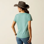 ARIAT WHOLESOME HEFFERS WOMENS SHORT SLEEVE TEE - OCEAN BLUE HEATHER [SZ:M]