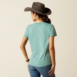 ARIAT WHOLESOME HEFFERS WOMENS SHORT SLEEVE TEE - OCEAN BLUE HEATHER [SZ:M]