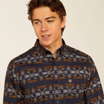 ARIAT TRIPP MENS FITTED LONG SLEEVE SHIRT - DARK BLUE
